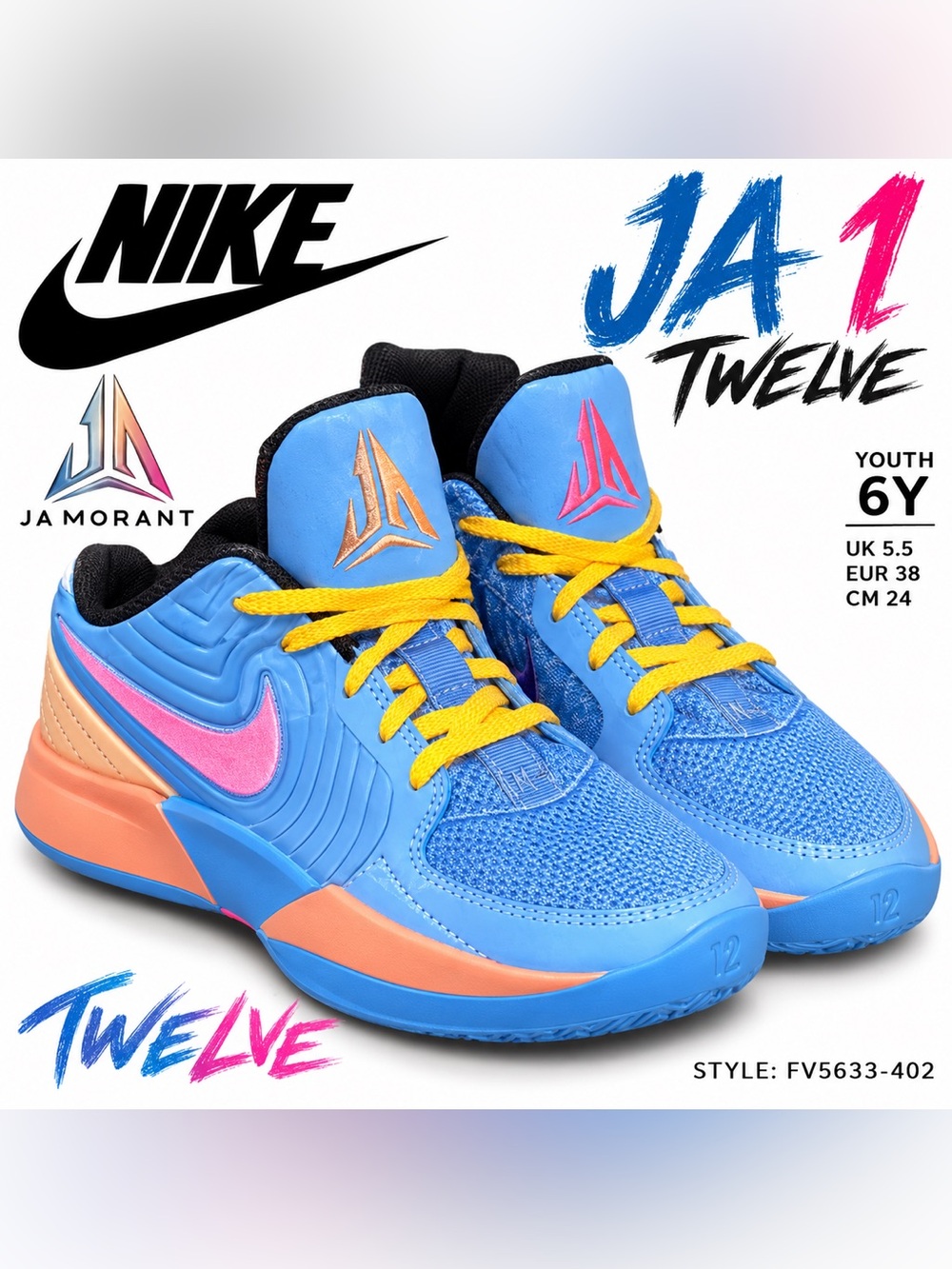 Nike Ja 2 GS “Breeze” Blue Beyond Hyper Pink 6Y FV5633-402 NWOB